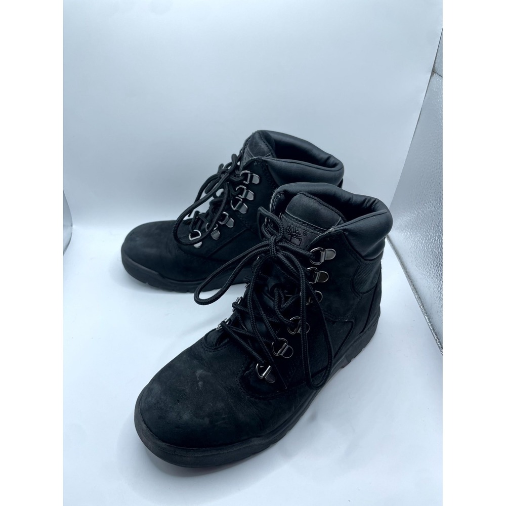 Timberland Field TB044990001 Boys US 4 Black Nubuck Leather Lug Sole Ankle Boots